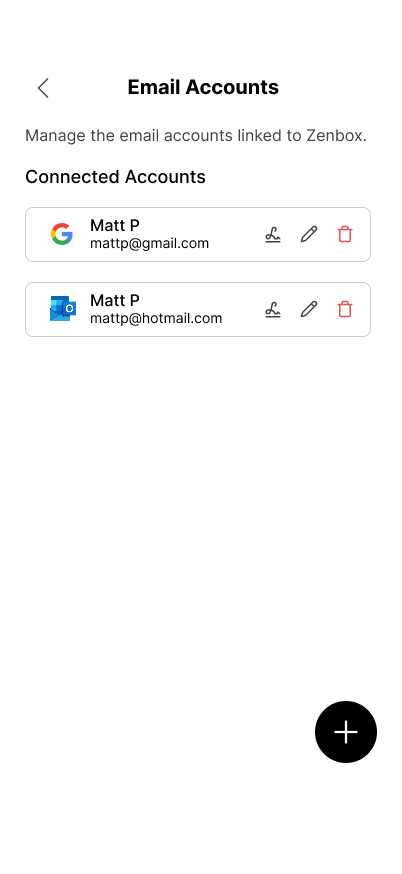 Connected Email Acounts